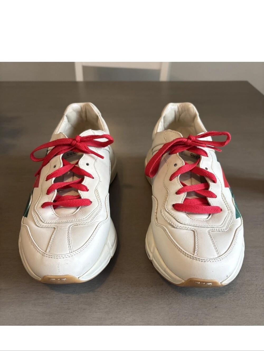 Gicci Men Rython White Sneakers with Red Laces